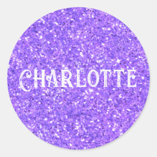 Paars mousserend glitterpatroon ronde sticker