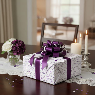 Paars muzikaal patroon cadeaupapier