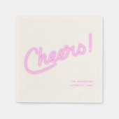Paars Neon Cheers Persoonlijk Trouwfeest Servet (Voorkant)