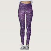 Paars Noir Plum Frozen Sparkly Sequin Black Leggings (Voorkant)