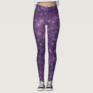 Paars Noir Plum Frozen Sparkly Sequin Black Leggings