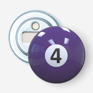Paars nr. 4 Billiard Pool Ball Button Flesopener