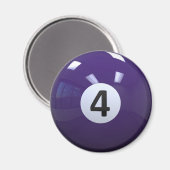 Paars nr. 4 Billiard Pool Ball Magneet (Voorkant / Achterkant)