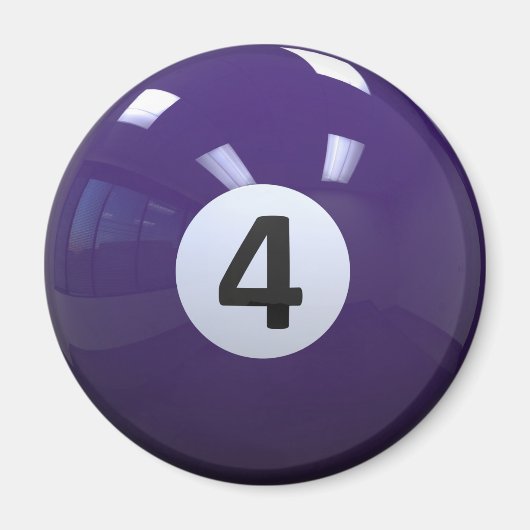 Paars nr. 4 Billiard Pool Ball Magneet (Voorkant)