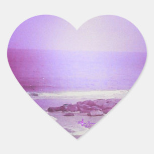 Paars Ocean and Sky Heart Stickers