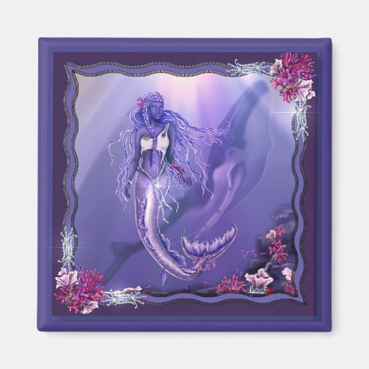 Paars Ocean Mermaid Magnet Magneet (Voorkant)