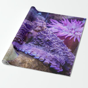 Paars octopus-verpakkingspapier voor de blauwe oce cadeaupapier