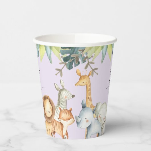 Paars oerwoud baby shower papieren bekers (Links)