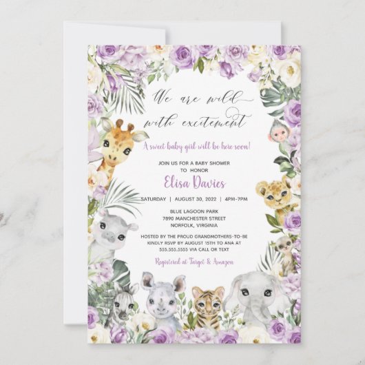 Paars Oerwoud Vlees Baby shower Kaart (Voorkant)