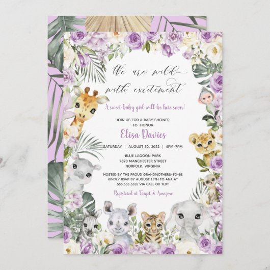 Paars Oerwoud Vlees Baby shower Kaart (Voorkant / Achterkant)