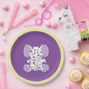 Paars olifant Baby shower Papieren Bordje
