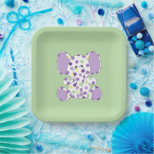 Paars olifant Baby shower Papieren Bordje