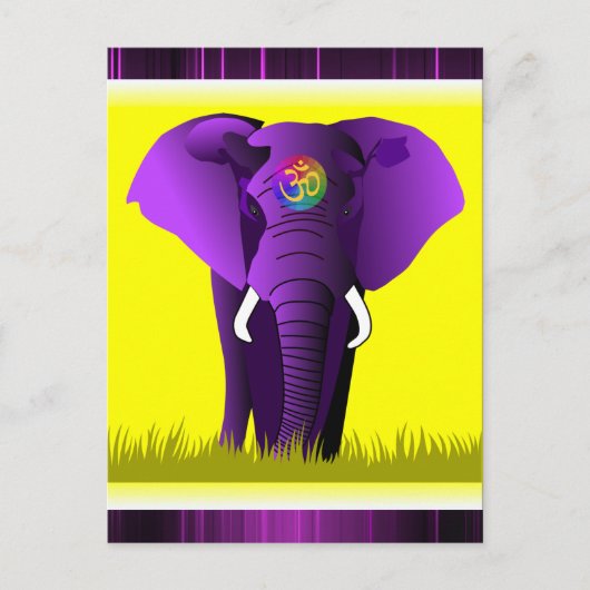 Paars olifant briefkaart (Voorkant)