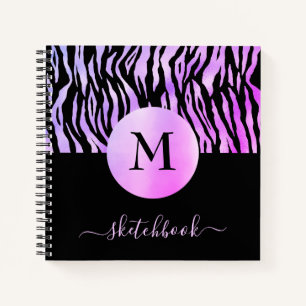Paars Ombre Glam Animal Print Monogram Notitieboek