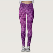 Paars Ombre Glam Mermaid Scales Patroon Leggings (Voorkant)