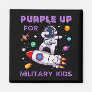 Paars omhoog militaire kinderen astronaut grappig magneet