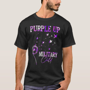 Paars omhoog voor militaire kindermaand D-Stropdas T-shirt