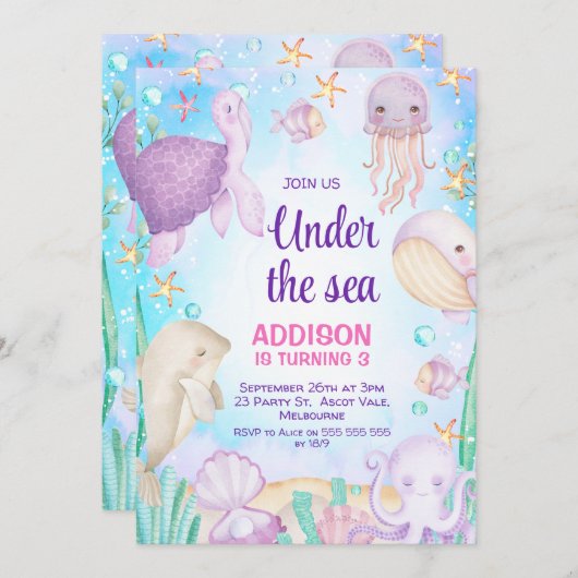 Paars onder het Zee creëert zopas ritters Kaart (Voorkant / Achterkant)