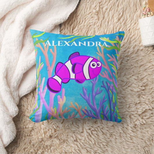 Paars onder het Zee Vis en Starfish Kussen (Deken)