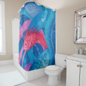Paars, onderwater vissen Kunst Roze blauw schilder Douchegordijn (In situ)