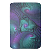 Paars ontmoet Turquoise Modern Abstract Fractal Ar Badmat (Voorkant Verticaal)
