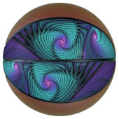 Paars ontmoet Turquoise Modern Abstract Fractal Ar Basketbal (Voorkant)