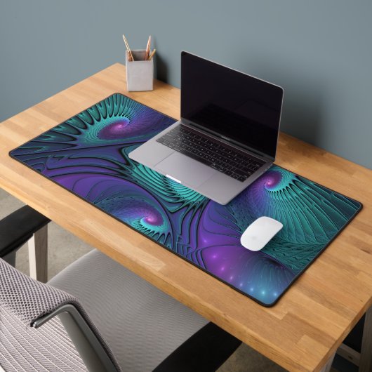 Paars ontmoet Turquoise modern abstract Fractal Ar Bureaumat (Kantoor 2)