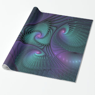 Paars ontmoet Turquoise modern abstract Fractal Ar Cadeaupapier