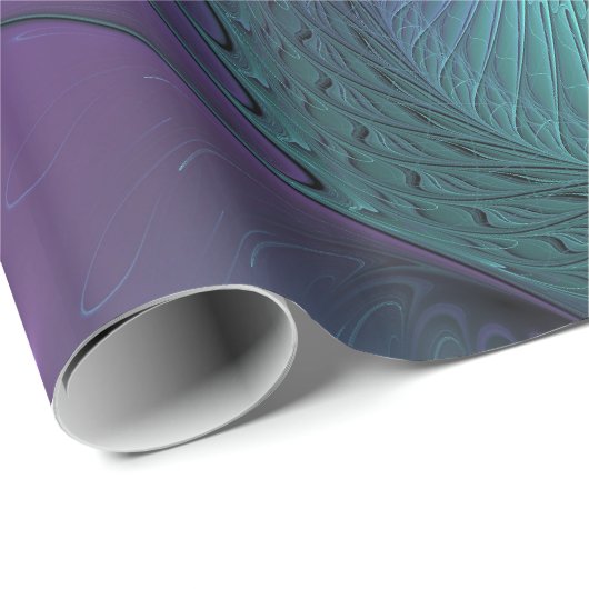 Paars ontmoet Turquoise modern abstract Fractal Ar Cadeaupapier (Rol Hoek)