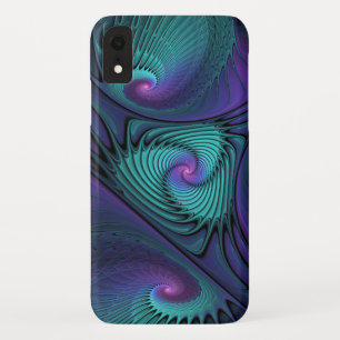 Paars ontmoet Turquoise modern abstract Fractal Ar iPhone XR Hoesje