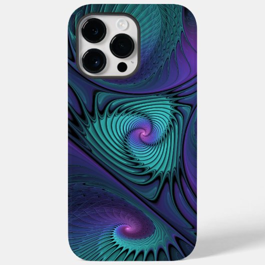 Paars ontmoet Turquoise Modern Abstract Fractal Ar Case-Mate iPhone Case (Achterkant)