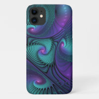 Paars ontmoet Turquoise Modern Abstract Fractal Ar