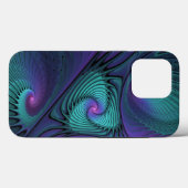 Paars ontmoet Turquoise Modern Abstract Fractal Ar Case-Mate iPhone Case (Achterkant (horizontaal))