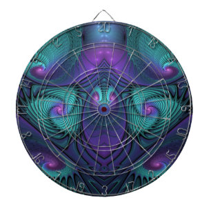 Paars ontmoet Turquoise modern abstract Fractal Ar Dartbord
