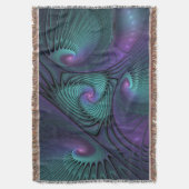 Paars ontmoet Turquoise modern abstract Fractal Ar Deken (Voorkant Verticaal)