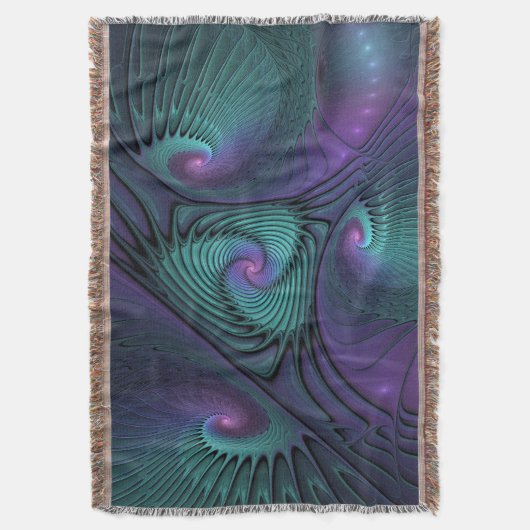 Paars ontmoet Turquoise modern abstract Fractal Ar Deken (Voorkant Verticaal)