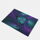 Paars ontmoet Turquoise Modern Abstract Fractal Ar Deurmat (Schuin)