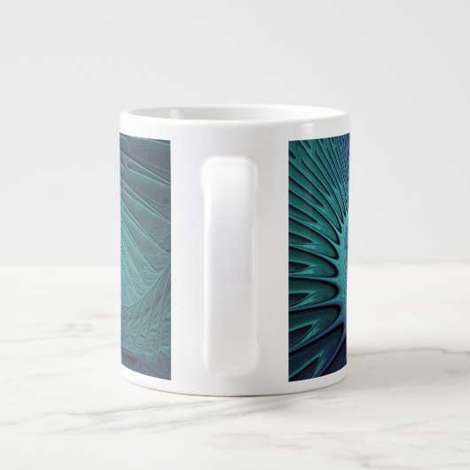 Paars ontmoet Turquoise Modern Abstract Fractal Ar Extra Grote Beker (Achterkant)