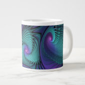 Paars ontmoet Turquoise Modern Abstract Fractal Ar Extra Grote Beker (Voorkant rechts)