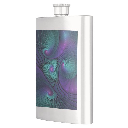 Paars ontmoet Turquoise Modern Abstract Fractal Ar Flacon (Links)