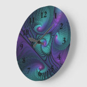 Paars ontmoet Turquoise modern abstract Fractal Ar Grote Klok (Hoek)