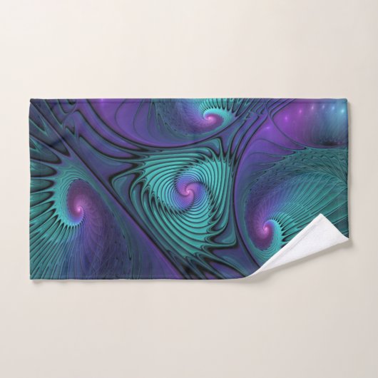 Paars ontmoet Turquoise modern abstract Fractal Ar Handdoek (Handdoek)