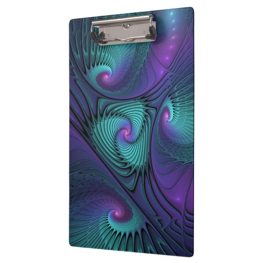 Paars ontmoet Turquoise modern abstract Fractal Ar Klembord (Links)