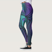 Paars ontmoet Turquoise modern abstract Fractal Ar Leggings (Links)