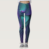 Paars ontmoet Turquoise modern abstract Fractal Ar Leggings (Voorkant)