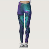 Paars ontmoet Turquoise modern abstract Fractal Ar Leggings (Voorkant)