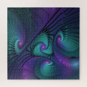 Paars ontmoet Turquoise modern abstract Fractal Ar Legpuzzel (Horizontaal)