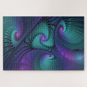 Paars ontmoet Turquoise modern abstract Fractal Ar Legpuzzel (Horizontaal)