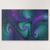 Paars ontmoet Turquoise modern abstract Fractal Ar Legpuzzel (Horizontaal)