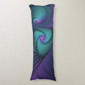 Paars ontmoet Turquoise modern abstract Fractal Ar Lichaamskussen (Voorkant Verticaal)